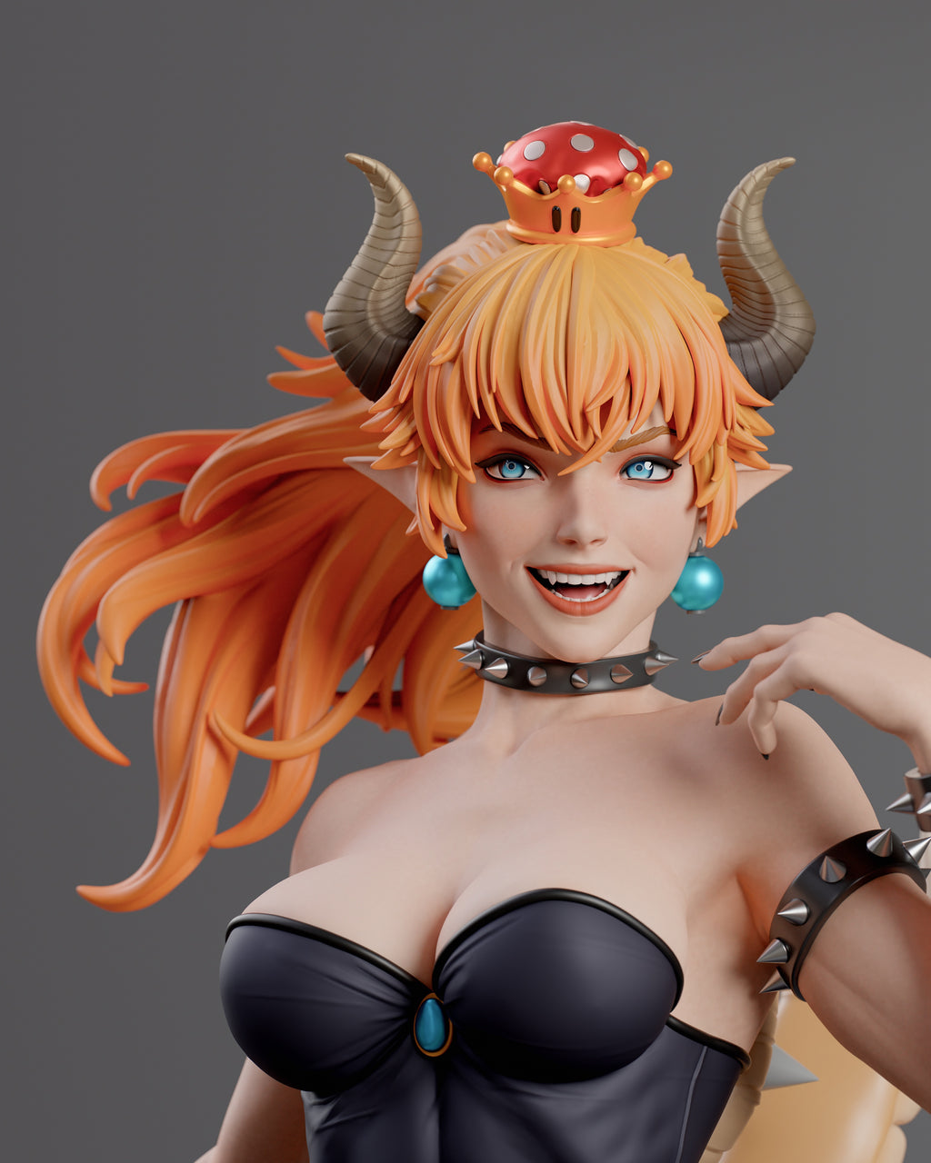 Bowsette Figur !!!BEMALT!!! -Fan Art-3D Druck- Maßstab 1:6