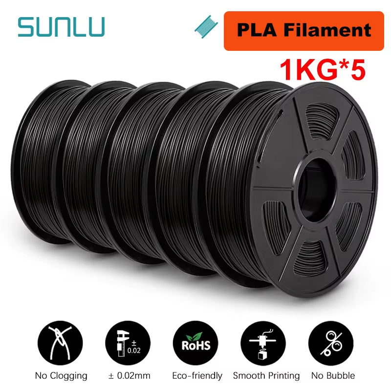 5KG 3D Filament PLA/PLA PLUS/PETG/ABS Filamnet 1.75Mm 5Roll 1KG Neatly Wound 3D Printer Filament for 3D Printer