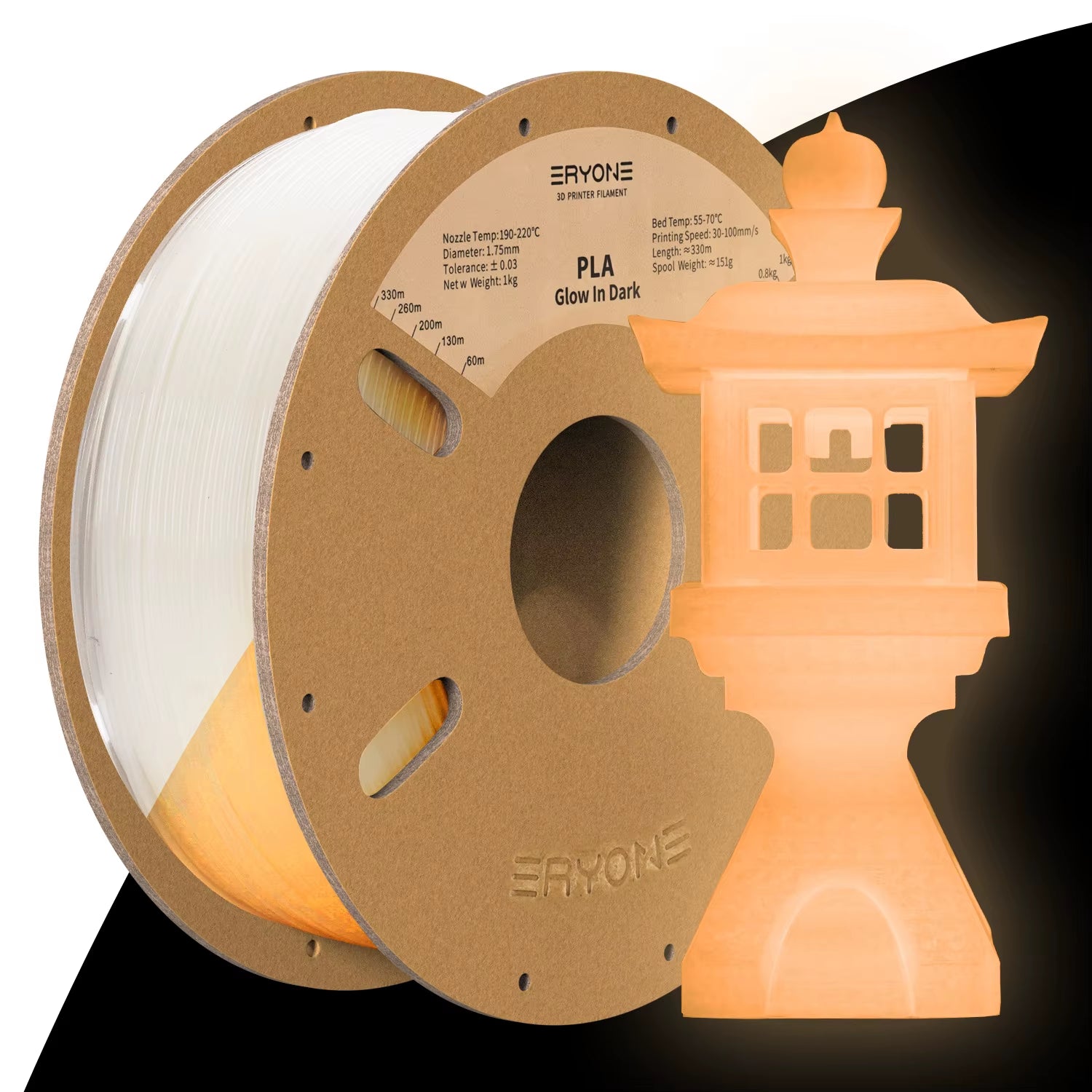 Luminous PLA Filament 1KG 1.75Mm Diameter Glow in the Dark High Quality PLA ±0.03 Tolerance for 3D Printing New Arrival