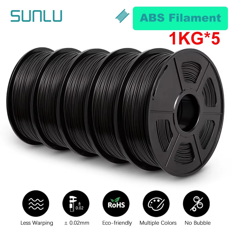 5KG 3D Filament PLA/PLA PLUS/PETG/ABS Filamnet 1.75Mm 5Roll 1KG Neatly Wound 3D Printer Filament for 3D Printer