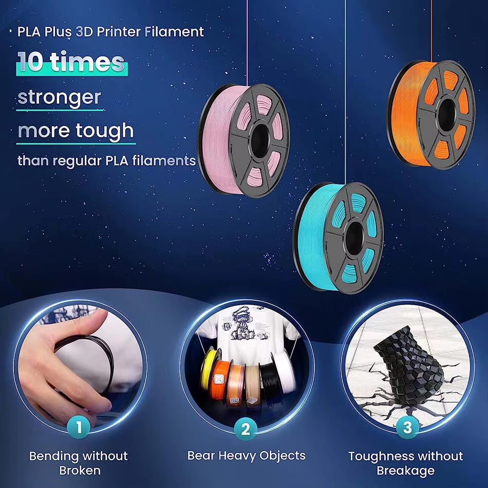 PLA plus 1.75Mm PLA+ 3D Printer Filament Neatly Wound 3D Filament PLA for FDM 3D Printer Macarone Color Materials