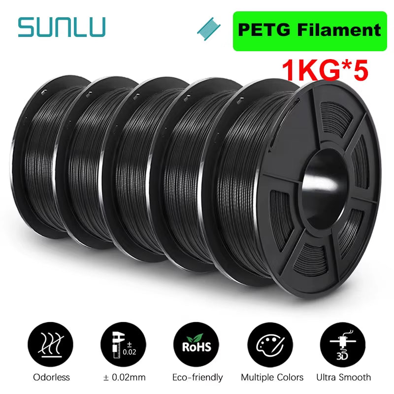 5KG 3D Filament PLA/PLA PLUS/PETG/ABS Filamnet 1.75Mm 5Roll 1KG Neatly Wound 3D Printer Filament for 3D Printer