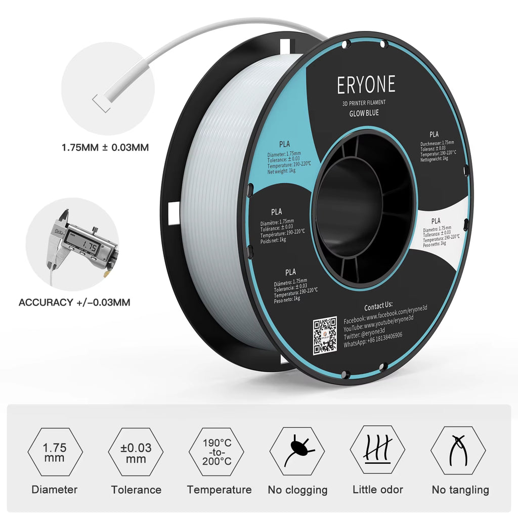 Luminous PLA Filament 1KG 1.75Mm Diameter Glow in the Dark High Quality PLA ±0.03 Tolerance for 3D Printing New Arrival