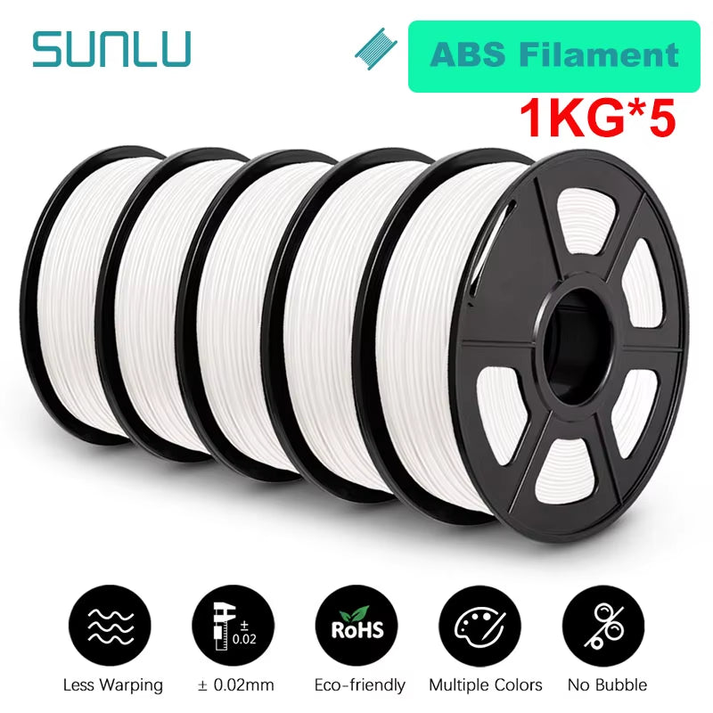 5KG 3D Filament PLA/PLA PLUS/PETG/ABS Filamnet 1.75Mm 5Roll 1KG Neatly Wound 3D Printer Filament for 3D Printer