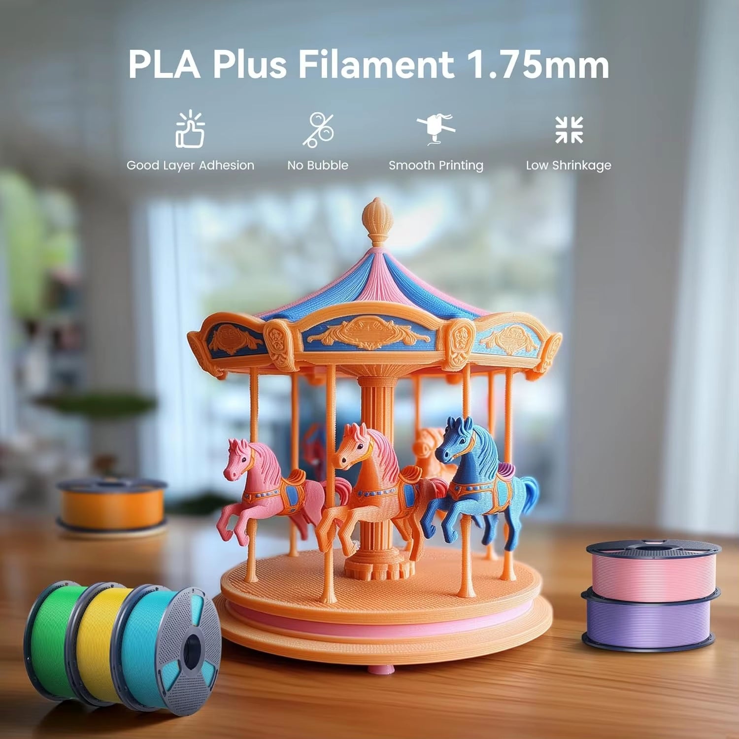 1KG PLA/PETG/PLA plus Filament 1.75Mm 1KG without Tray 3D Printer Filament for 3D Printer& 3D Pen，Refll Filament
