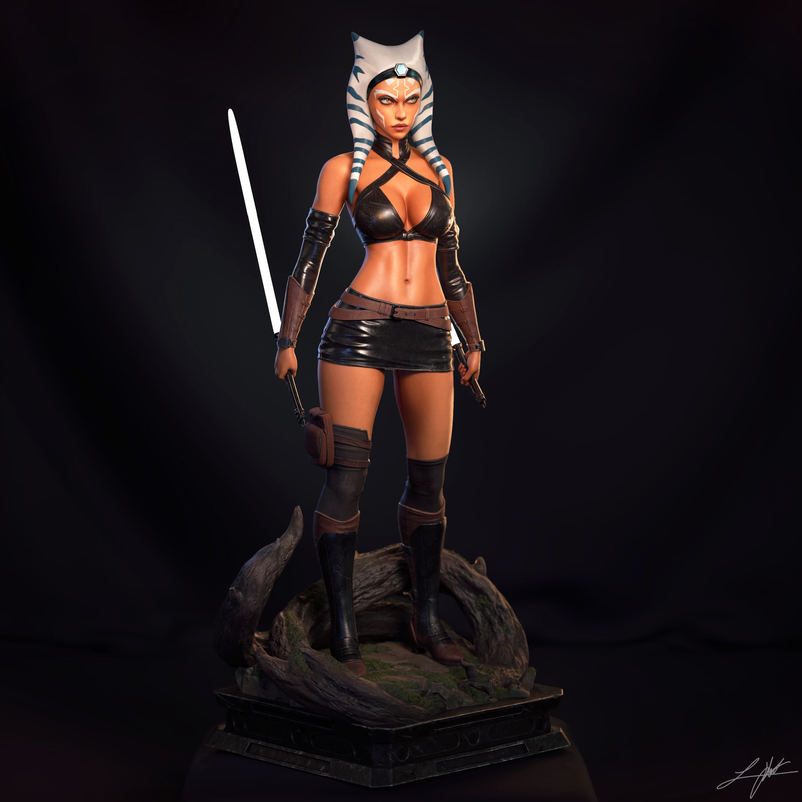 Ahsoka Tano Figur BEMALT -Fan Art-3D Druck- Maßstab 1:6