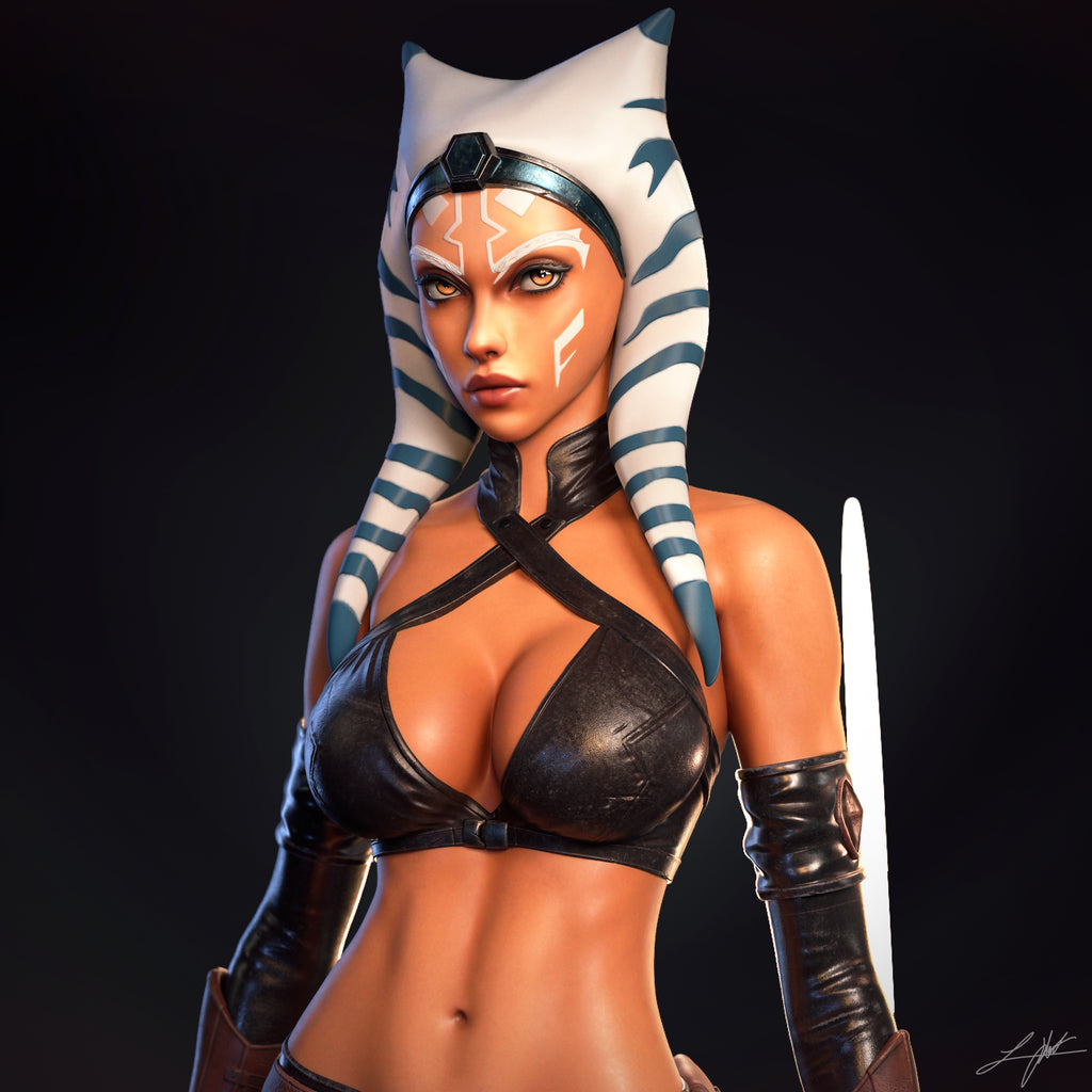 Ahsoka Tano Figur BEMALT -Fan Art-3D Druck- Maßstab 1:6