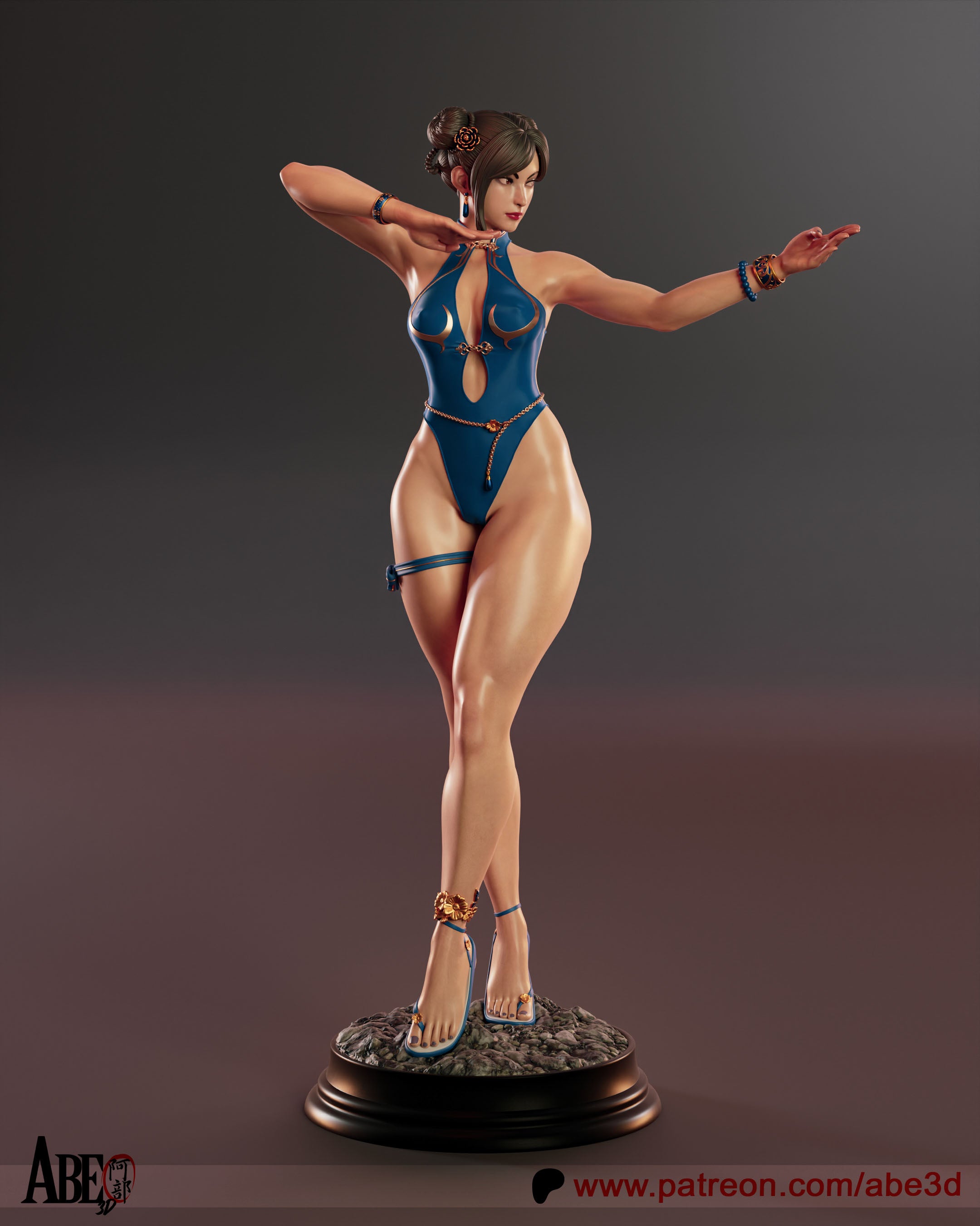 Chun Li SF6 Figur !!!BEMALT!!! -Fan Art-3D Druck- Maßstab 1:6
