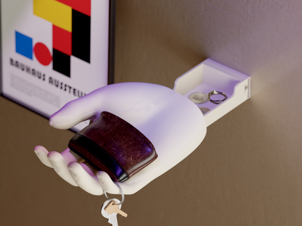 HAND VALET – Wand-Hand Ablage mit Geheimfach (Schlüssel- & Wallet-Halter, 3D-Druck)