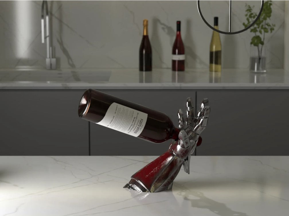 ARC HAND – Weinflaschenhalter im Cyber/Armor-Look (3D-Druck)