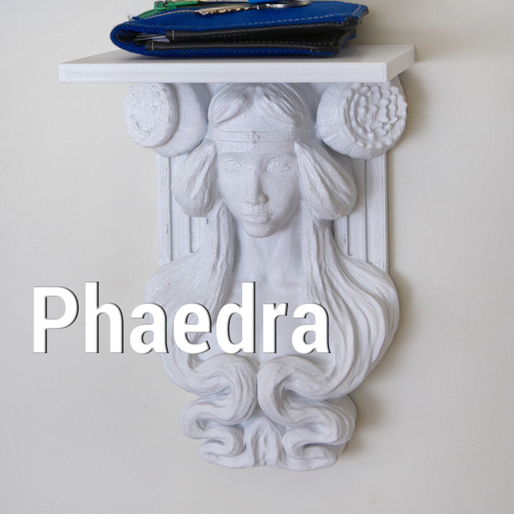 PHAEDRA – Mini-Wandkonsole / Ablage (3D-Druck, Jugendstil-Büste)