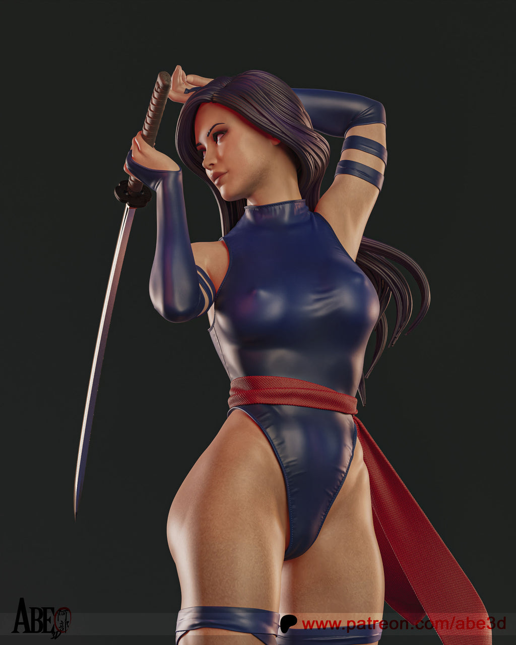 Psylocke Figur !!!BEMALT!!! -Fan Art-3D Druck- Maßstab 1:6
