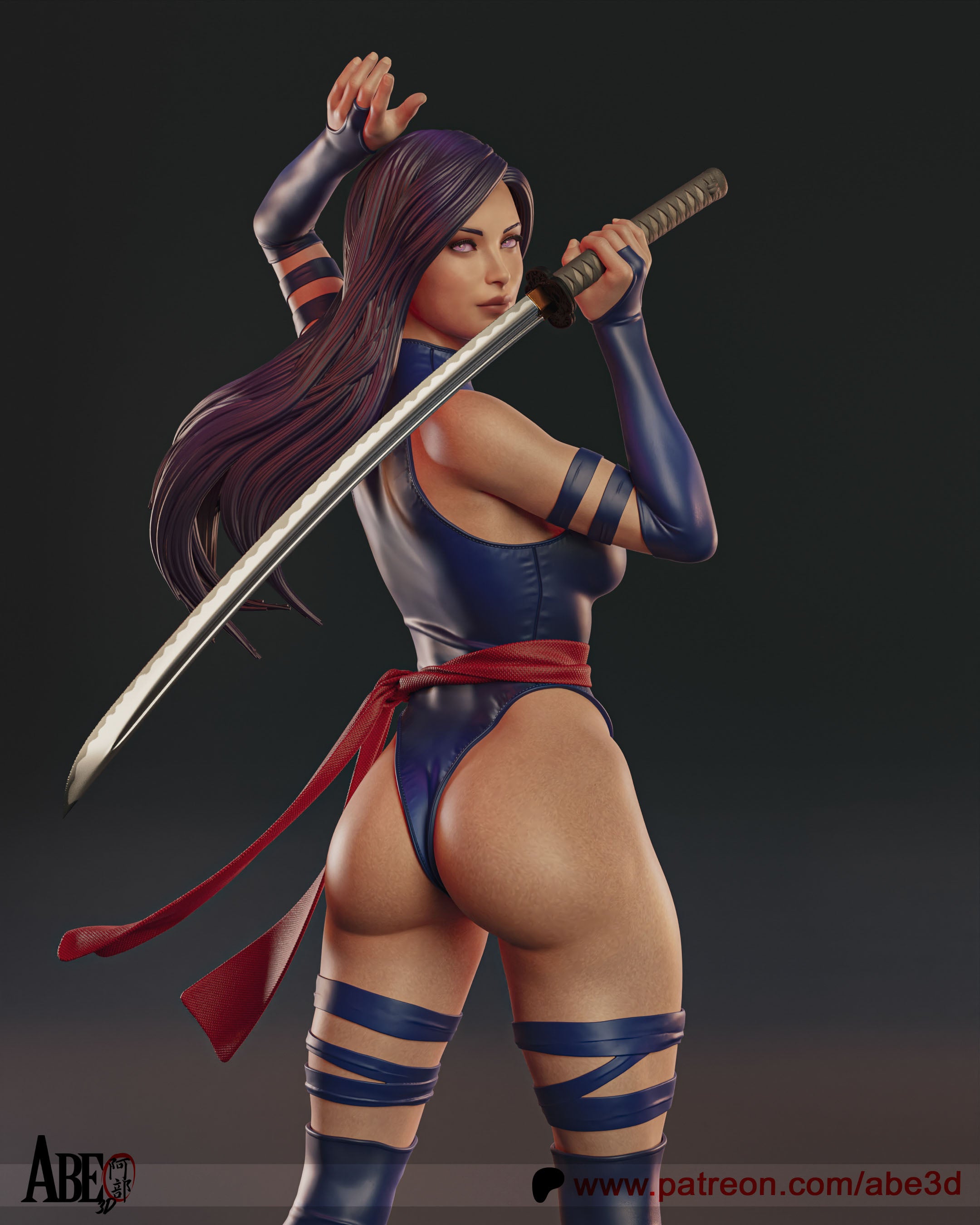 Psylocke Figur !!!BEMALT!!! -Fan Art-3D Druck- Maßstab 1:6