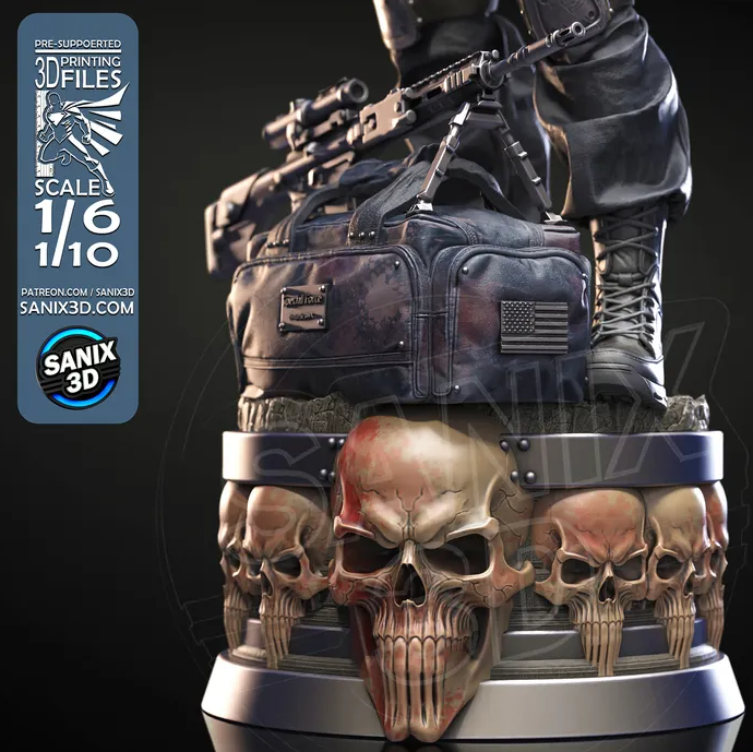 The Punisher Fan Art Figur !!!BEMALT!!!-Fan Art-3D Druck- Maßstab 1:6