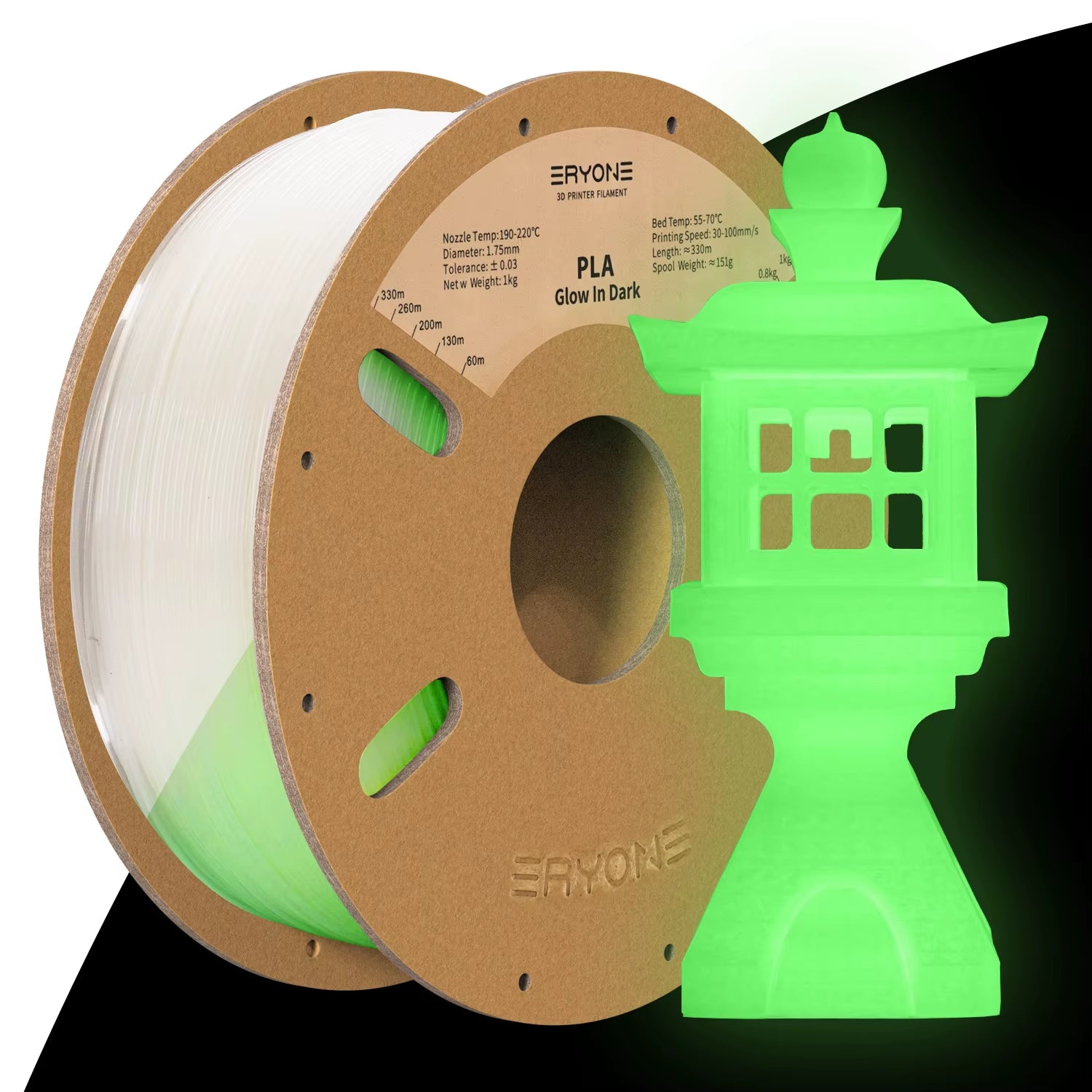 Luminous PLA Filament 1KG 1.75Mm Diameter Glow in the Dark High Quality PLA ±0.03 Tolerance for 3D Printing New Arrival