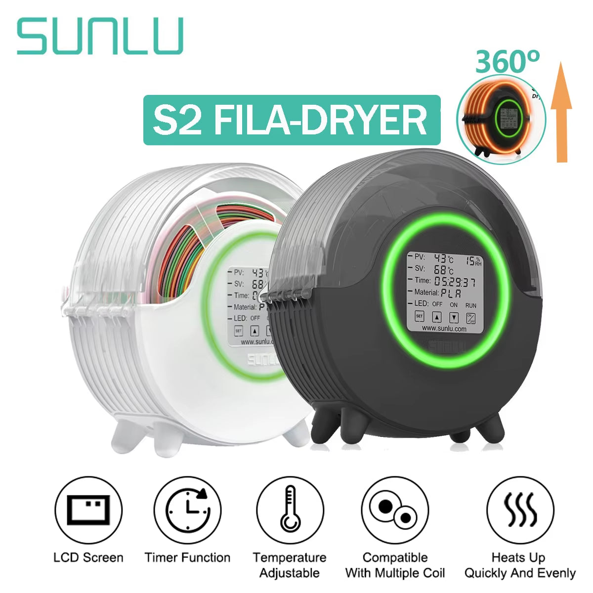 3D Filament Dryer S2 Filadryer Dry Box S2 Drying Filaments Storage Box Keeping Filament Dry Holder Free 3D Printer Mate