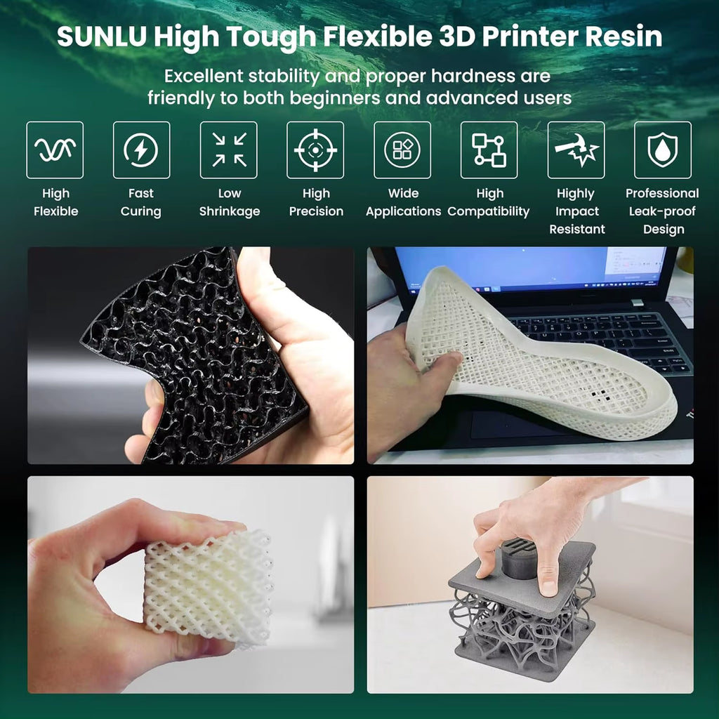 1KG Nylon-Like/Toughness 3D Resin 1000G/Bottle 405Nm Rapid Uv-Curing Photopolymer Resin for 4K/8K LCD/DLP/SLA 3D Printer